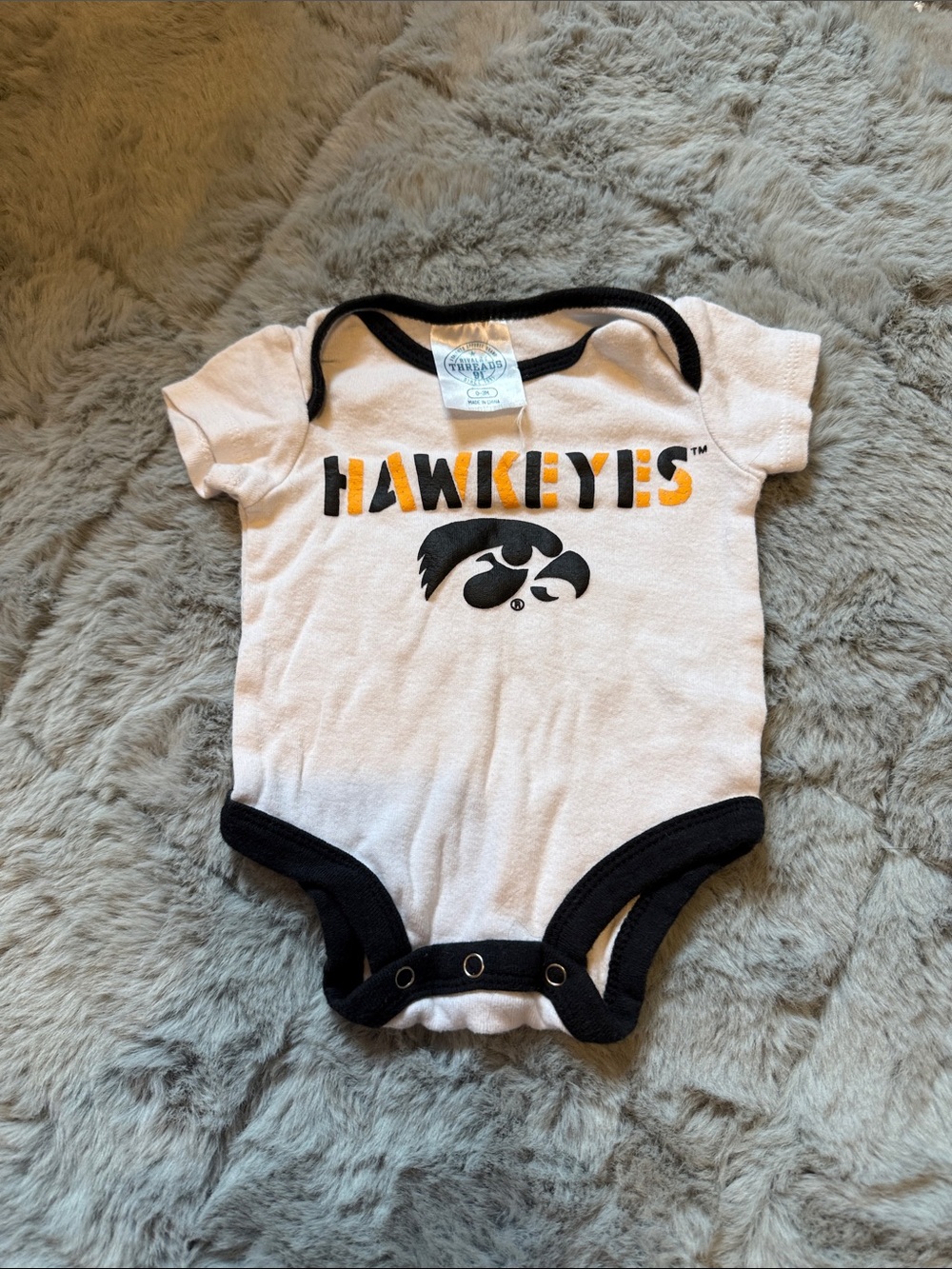 Hawkeyes White & Black Infant One-Piece Bodysuit